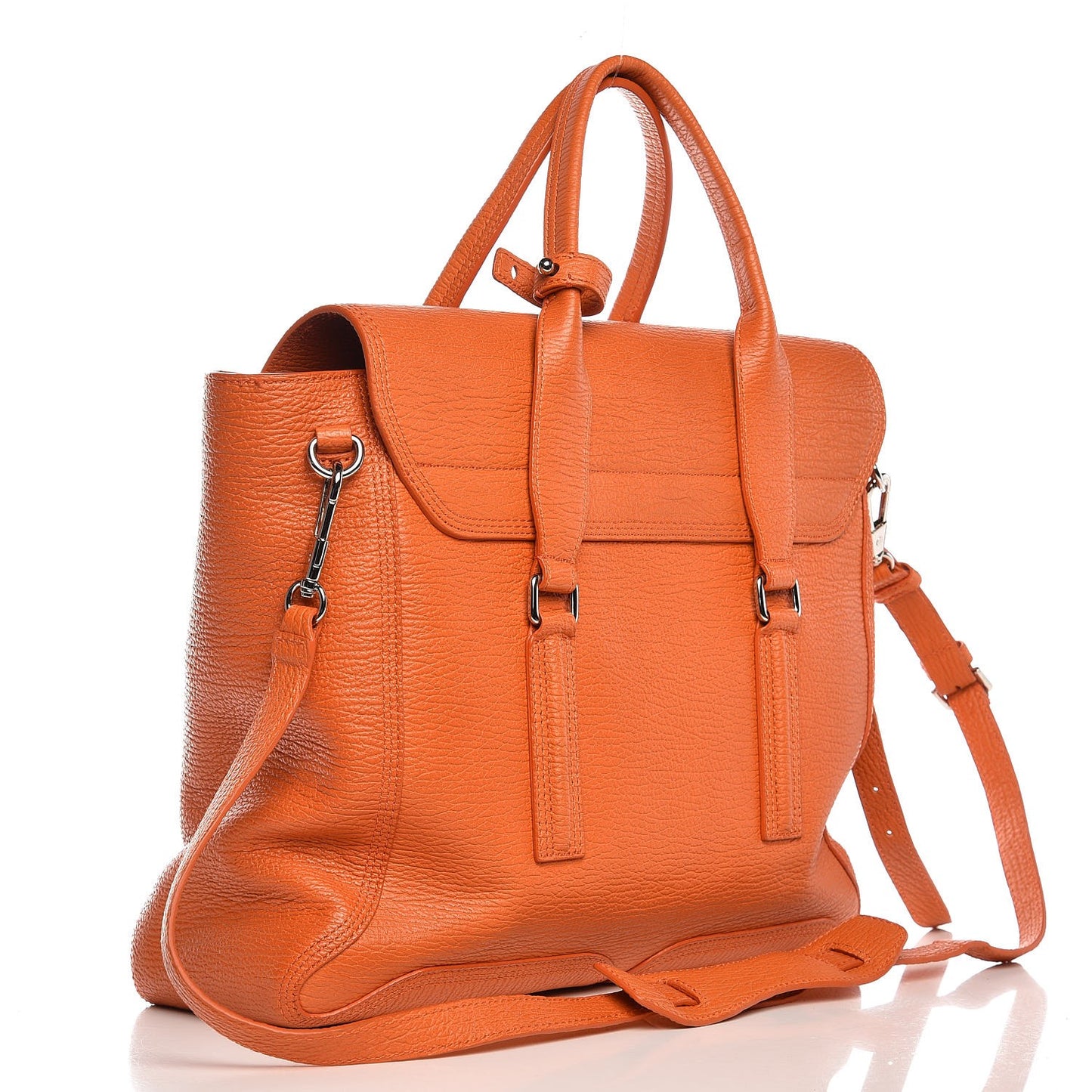 3.1 Textured Calfskin Large Pashli Satchel Mandarin