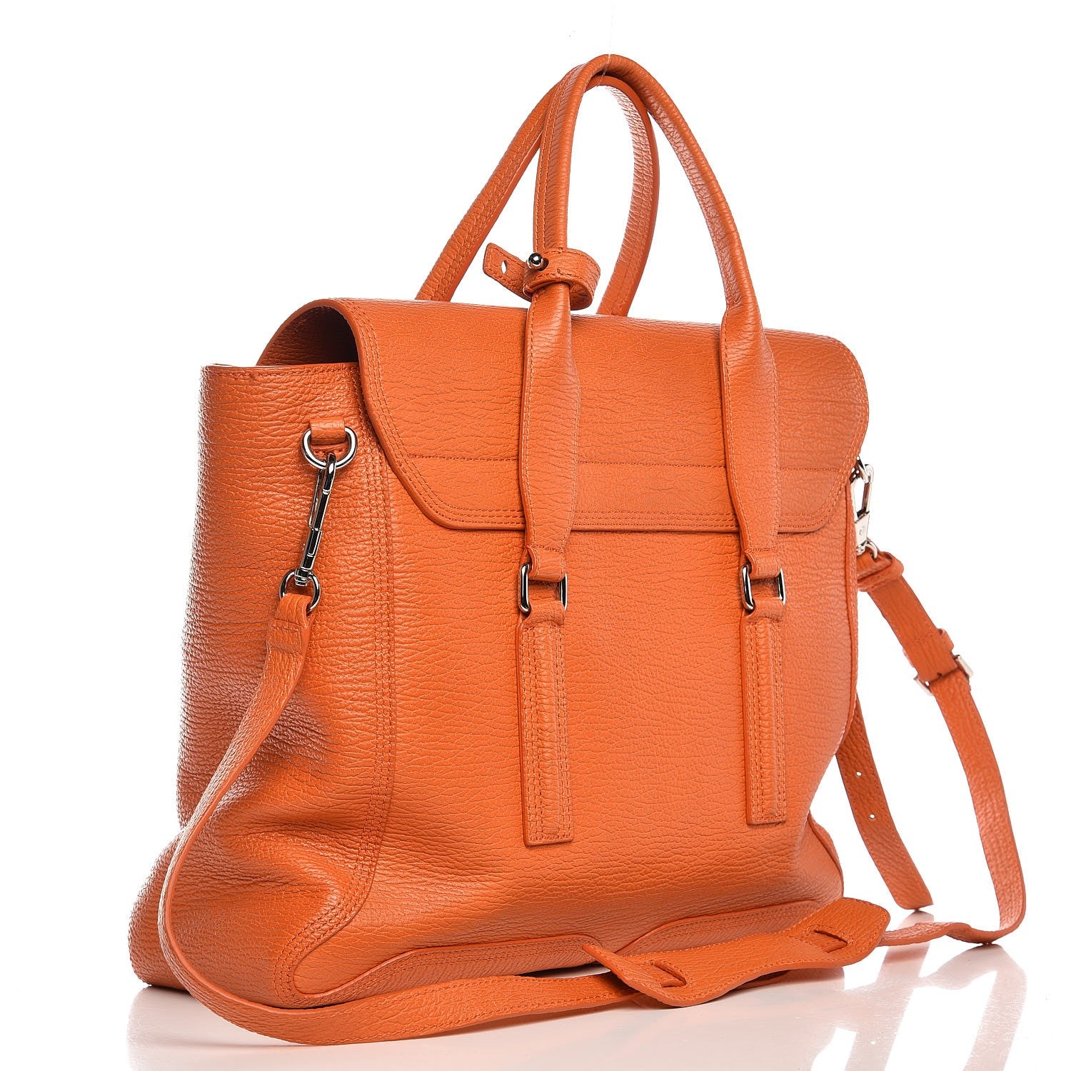3.1 Phillip Lim 3.1 Textured Calfskin Large Pashli Satchel Mandarin 3 of 8