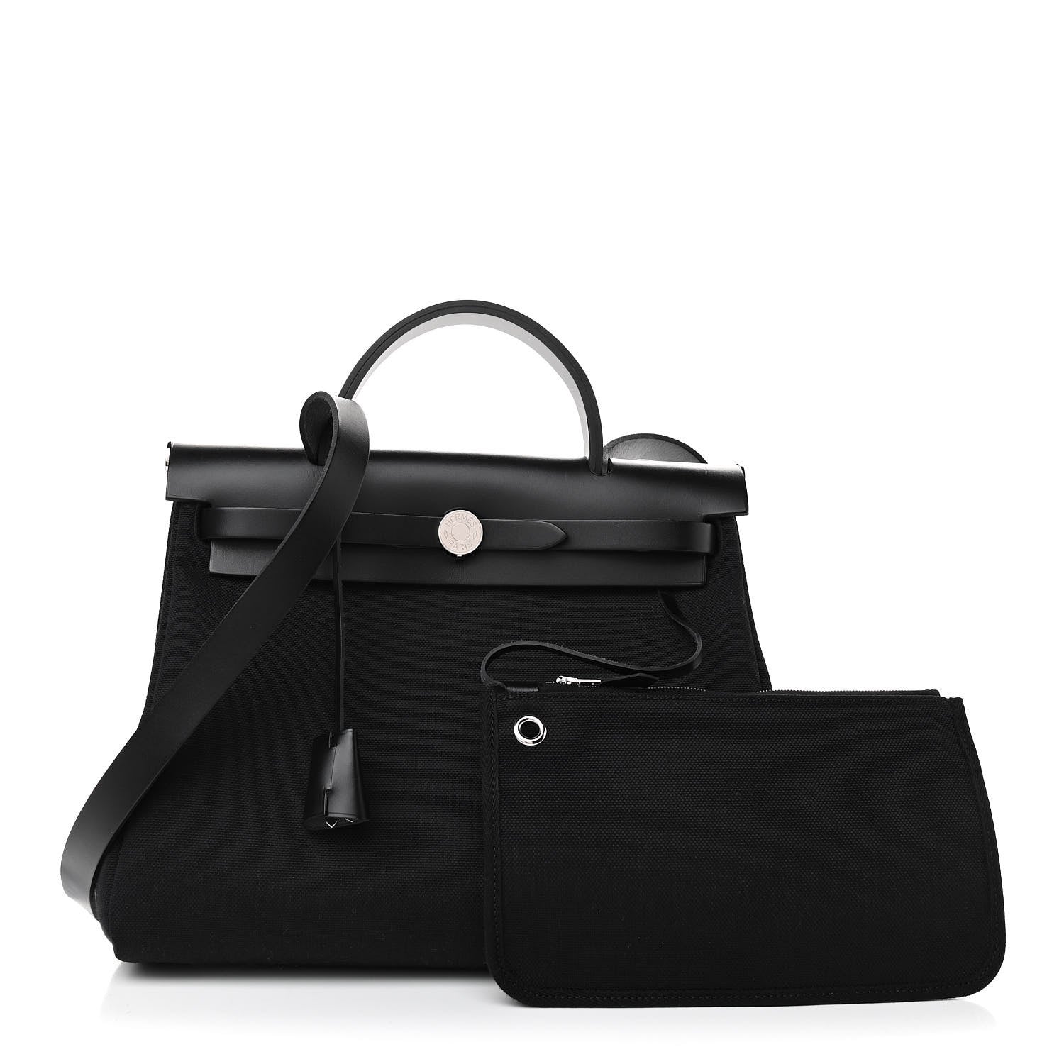 Hermes Military Toile Vache Hunter Herbag Zip Retourne 31 PM Black 1 of 11