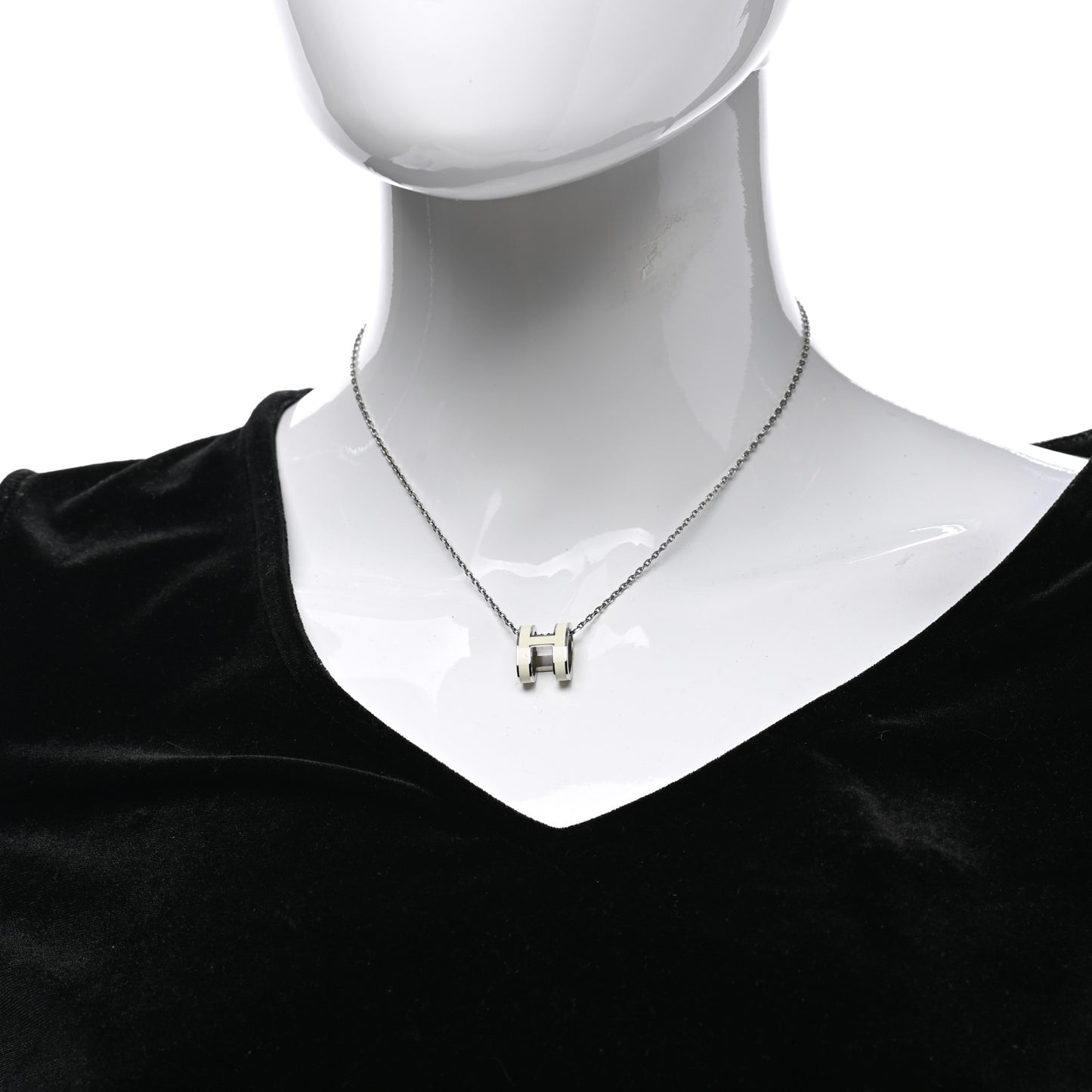 Lacquered Palladium Pop H Pendant Necklace White