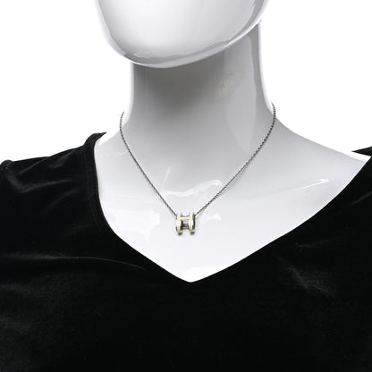 Hermes Lacquered Palladium Pop H Pendant Necklace White 2 of 8