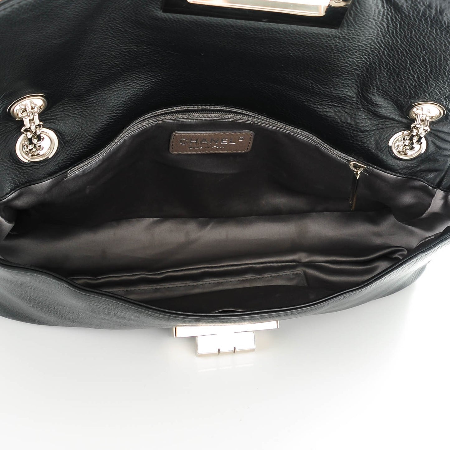 Calfskin Mademoiselle Lock Flap Bag Black