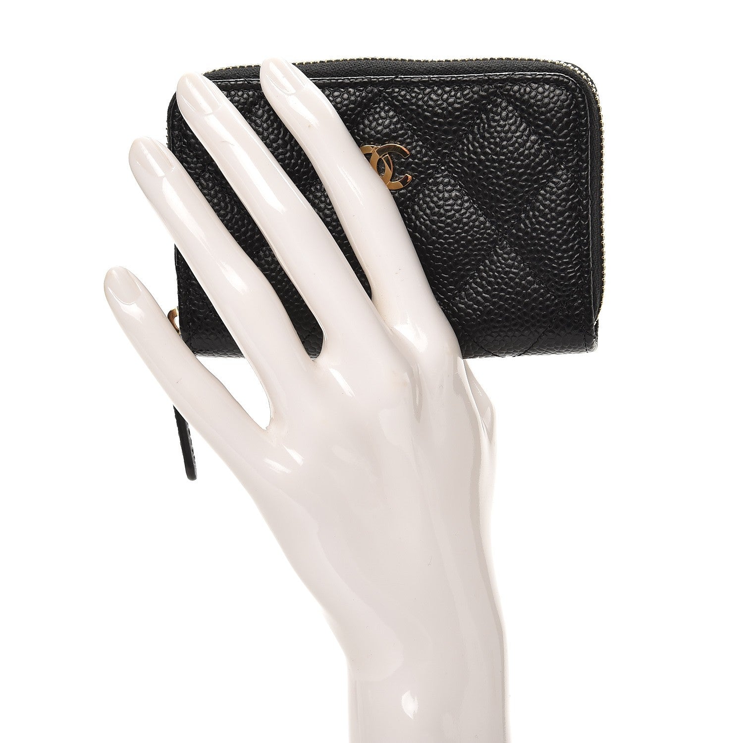 Chanel Caviar Quilted Zip Coin Purse Black 2 of 8