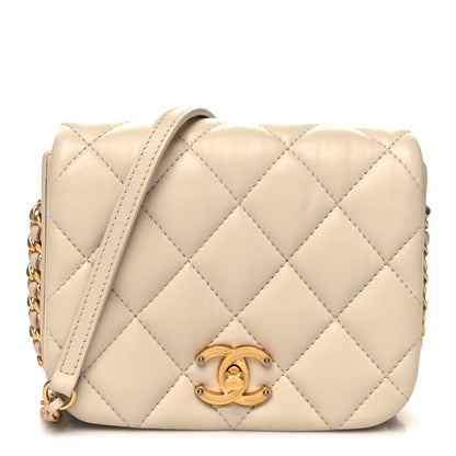 Chanel Calfskin Quilted Mini Nailed CC Flap Bag Beige 1 of 11