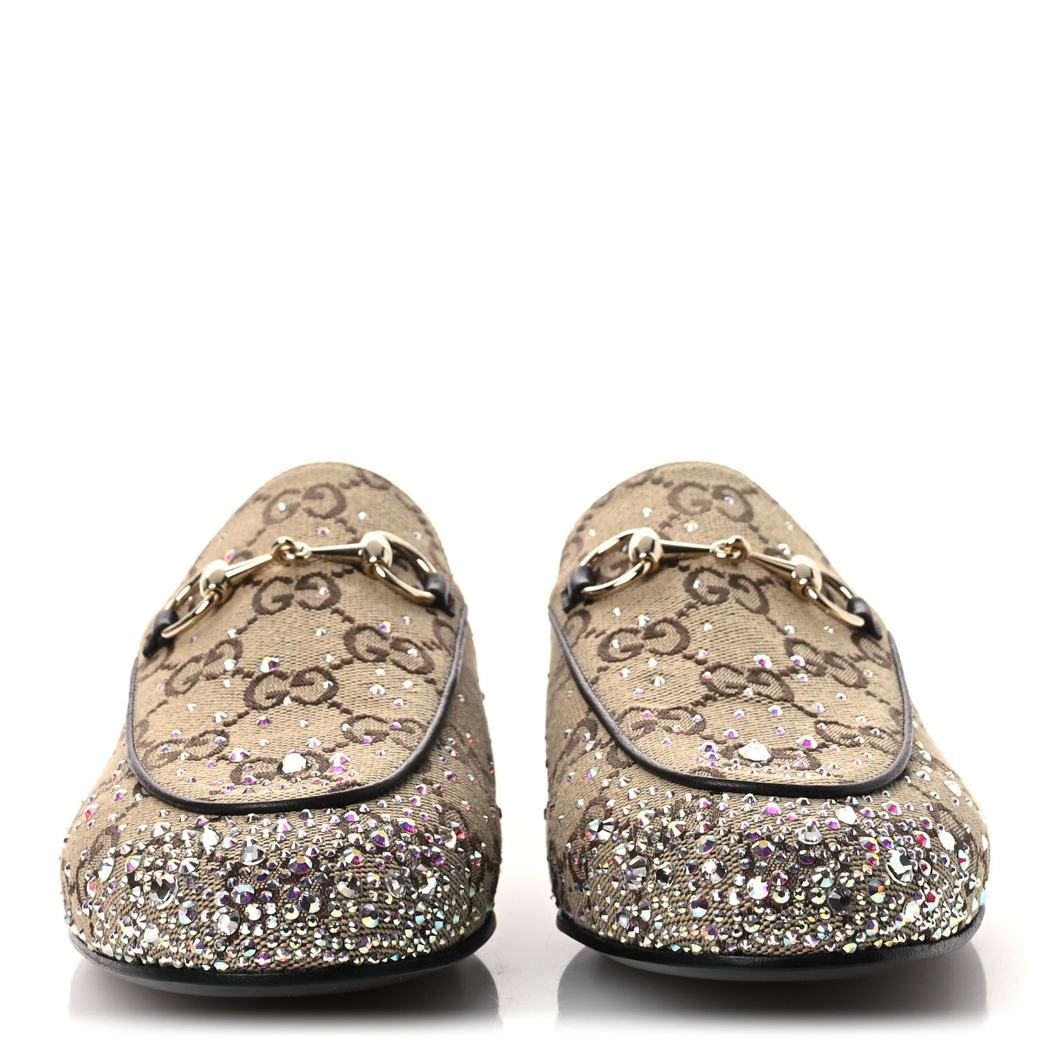 Gucci Crystal Canvas GG Monogram Nappa Womens Princetown Slippers 37.5 Beige Ebony New Acero 3 of 11