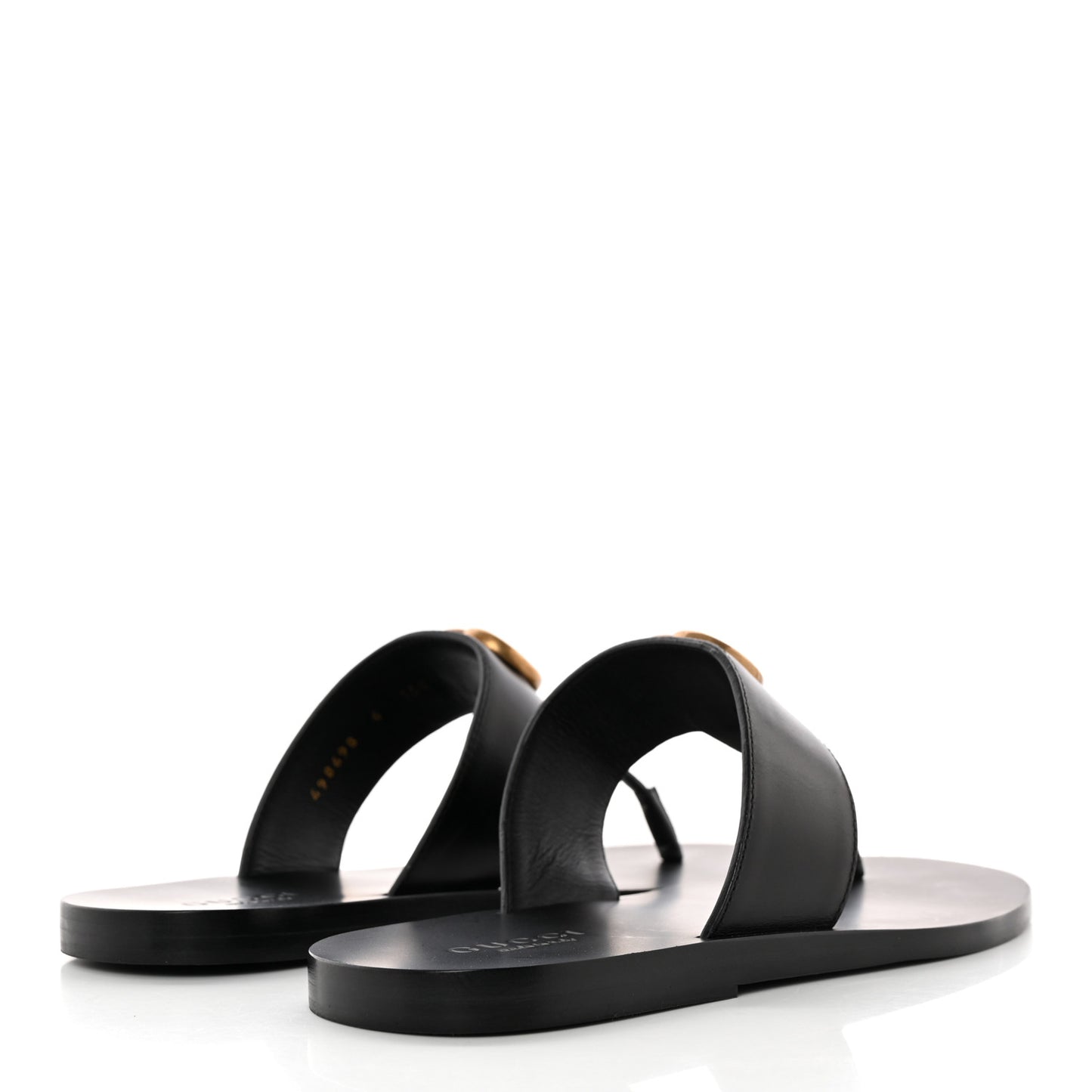 Rei Calfskin Cirano Lux Mens GG Marmont Thong Flat Sandals 6 Black