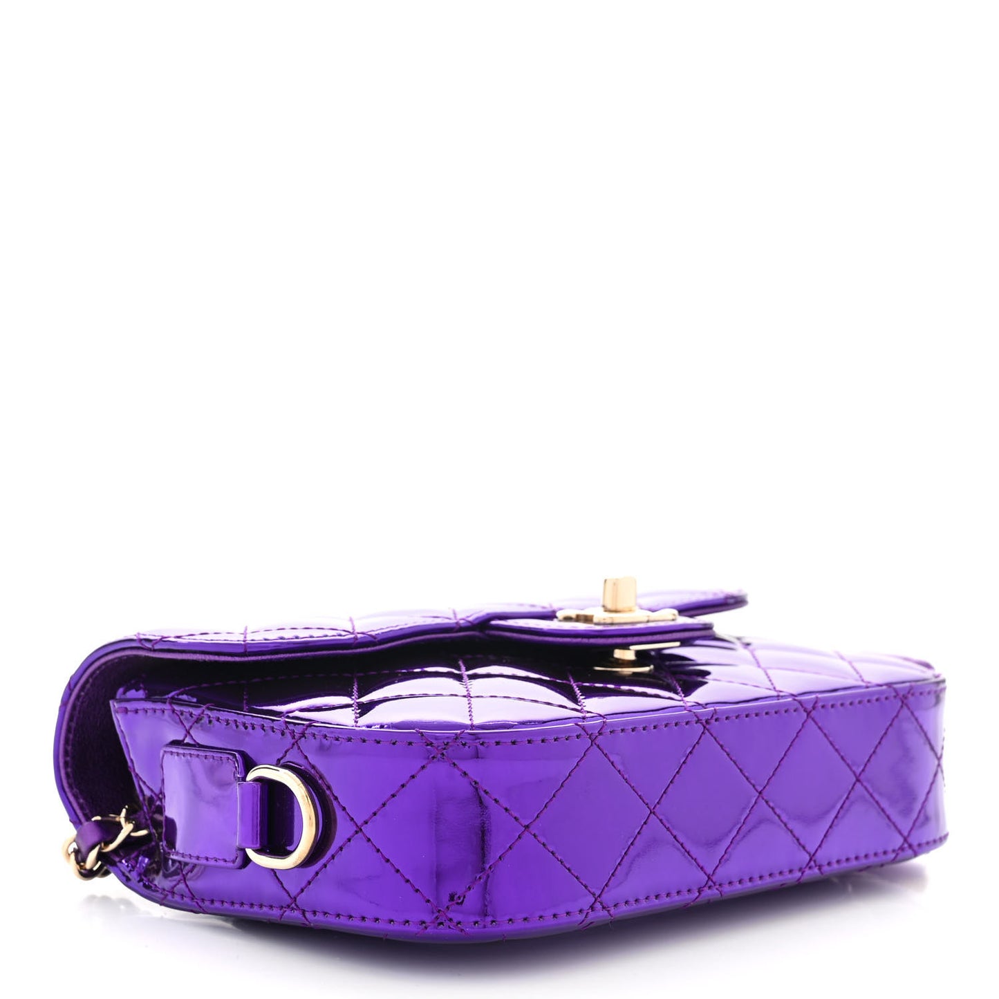 Mirror Calfskin Metallic Calfskin Quilted Hollywood Boulevard Mini Flap With Star Coin Purse Purple
