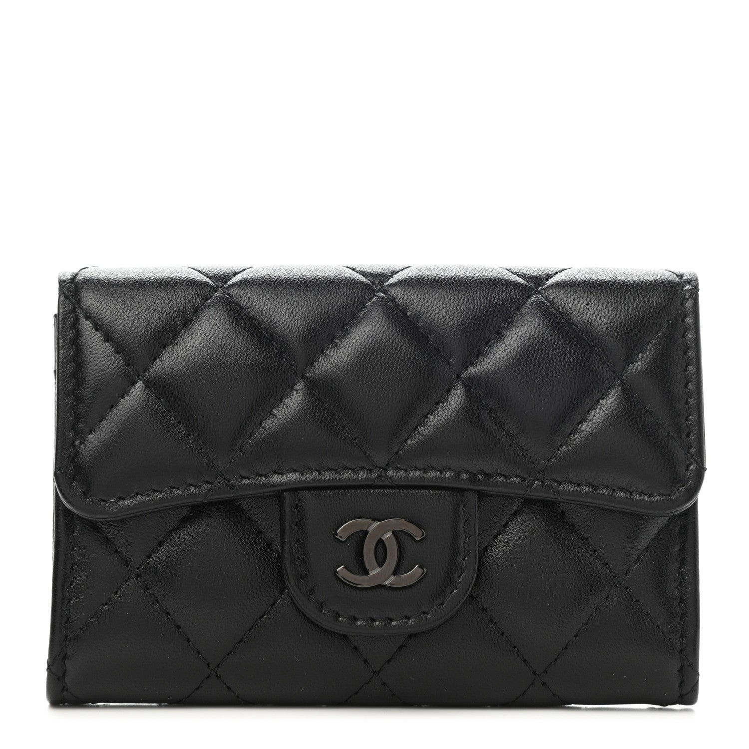 Chanel Lambskin Quilted Flap Card Holder Wallet So Black 1 of 9