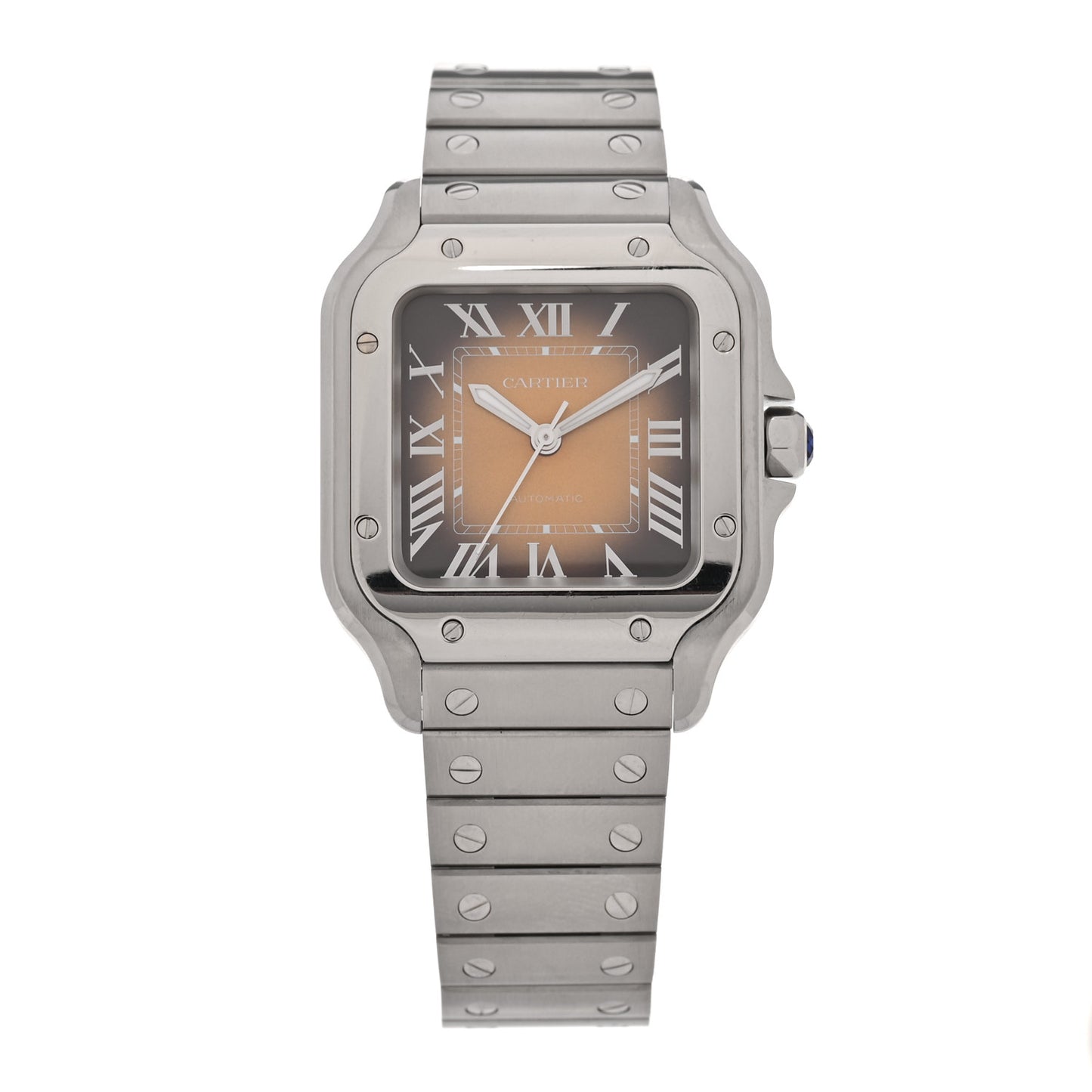 Stainless Steel 35mm Santos de Cartier Automatic Watch Brown