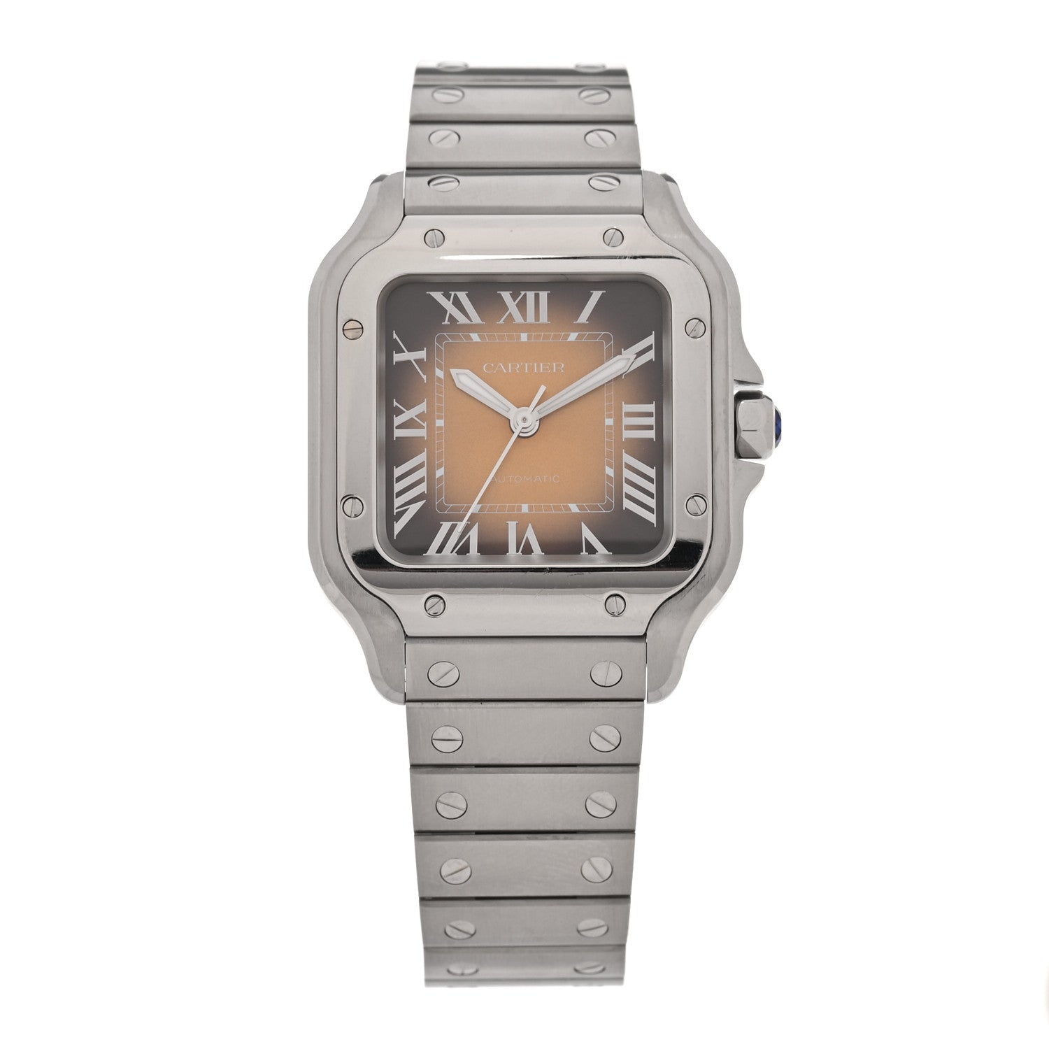 Cartier Stainless Steel 35mm Santos de Cartier Automatic Watch Brown 1 of 5