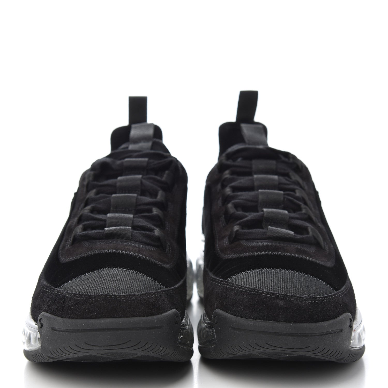 Chanel Suede Calfskin Velvet Grosgrain CC Sneakers 40.5 Black 2 of 9