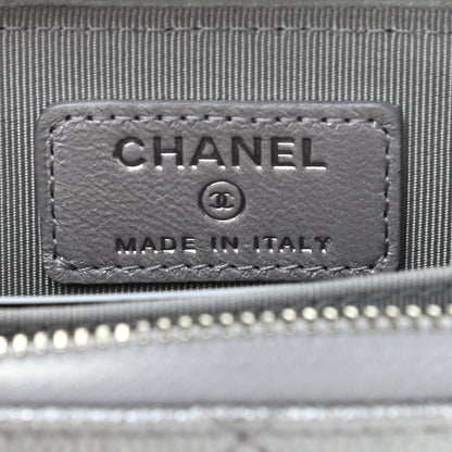 Chanel Glittered Metallic Caviar Quilted Zip Coin Purse Wallet Silver 6 of 7