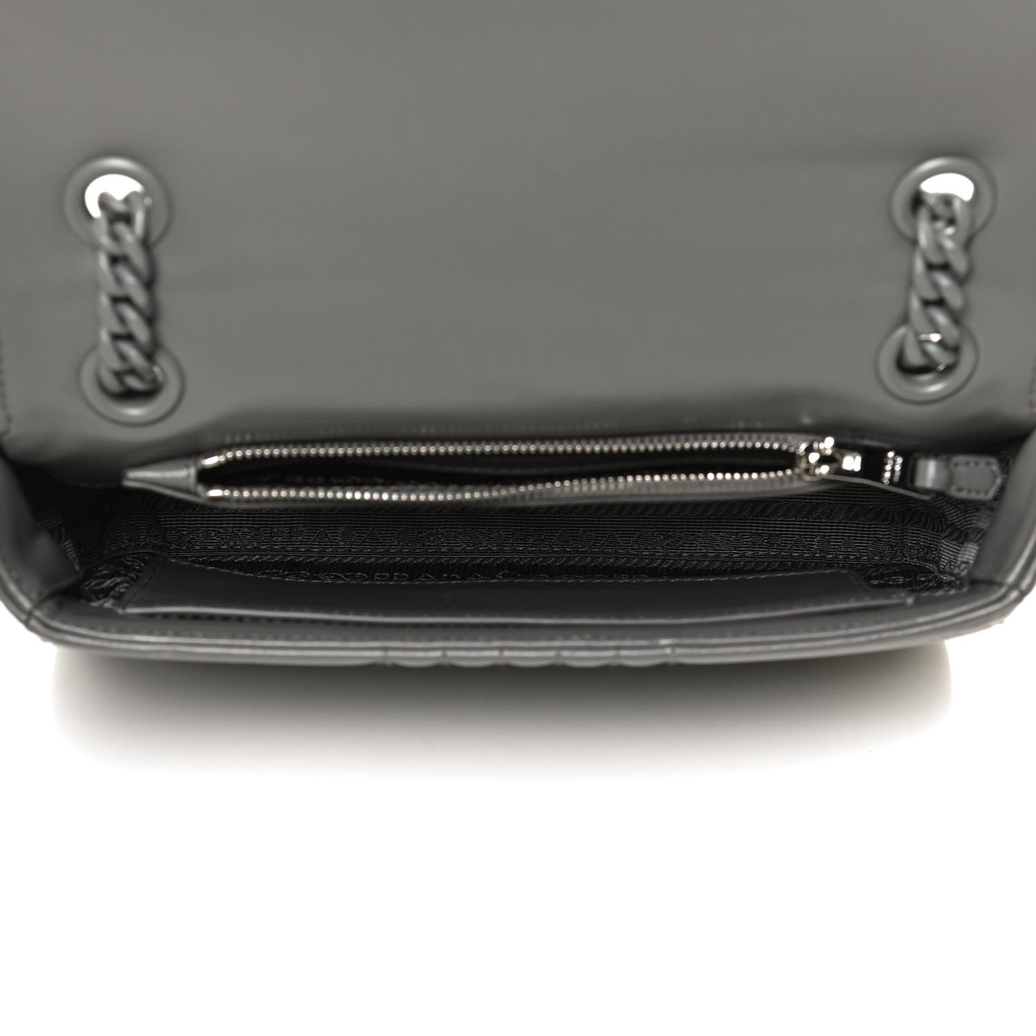 Prada Soft Calfskin Impunture Diagramme Flap Crossbody Bag Mercurio 5 of 13