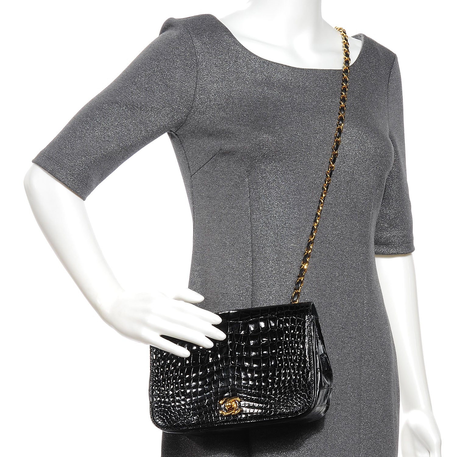 Chanel Crocodile Small Flap Black 2 of 8