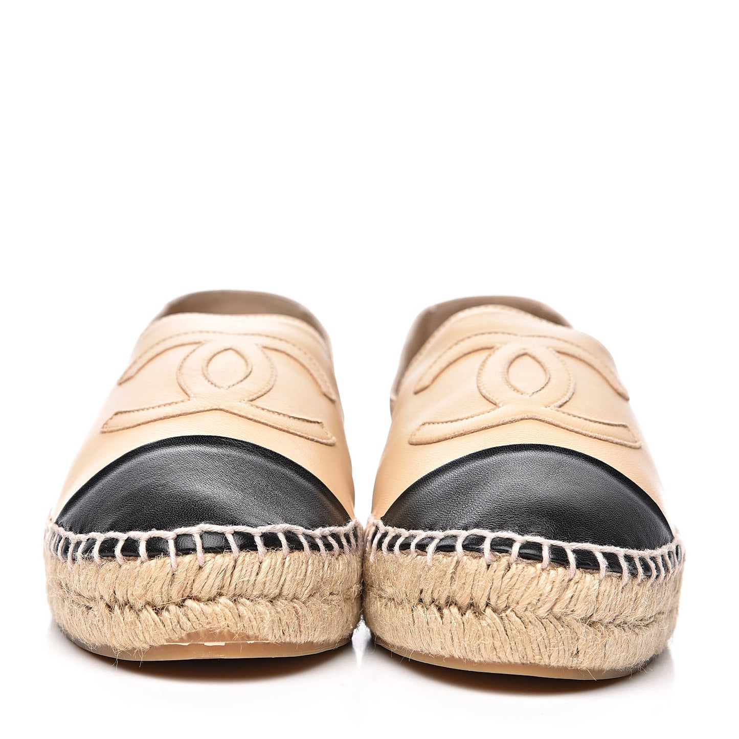 Lambskin CC Espadrilles 38 Beige Black