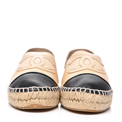 Chanel Lambskin CC Espadrilles 38 Beige Black 2 of 10