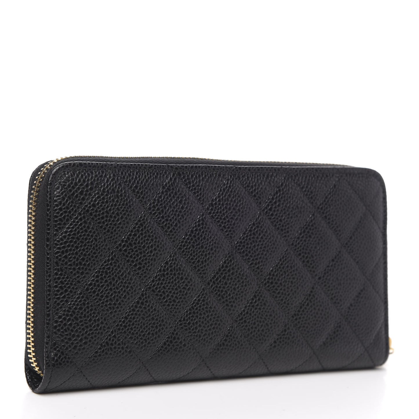 Caviar Quilted Large Gusset Zip Around Wallet Black