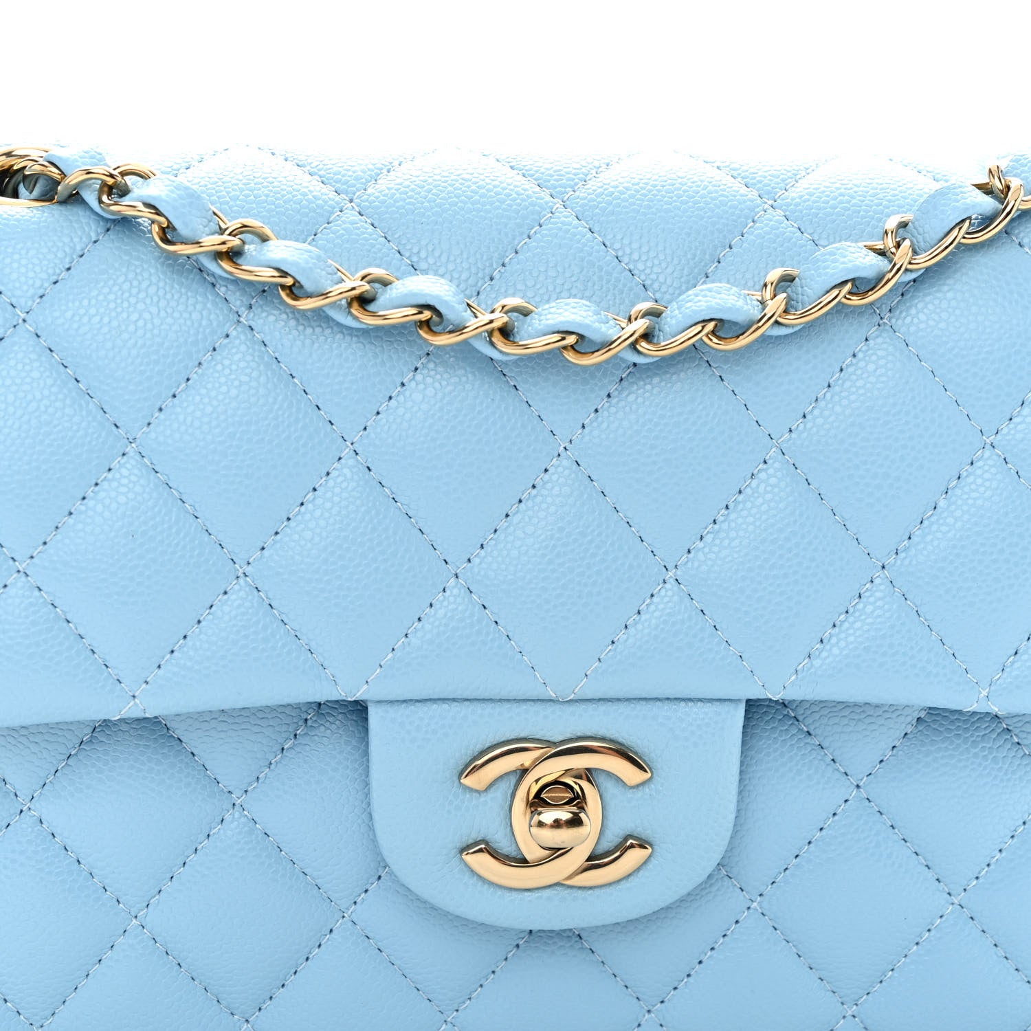 Chanel Caviar Quilted Small Double Flap Light Blue 8 of 10