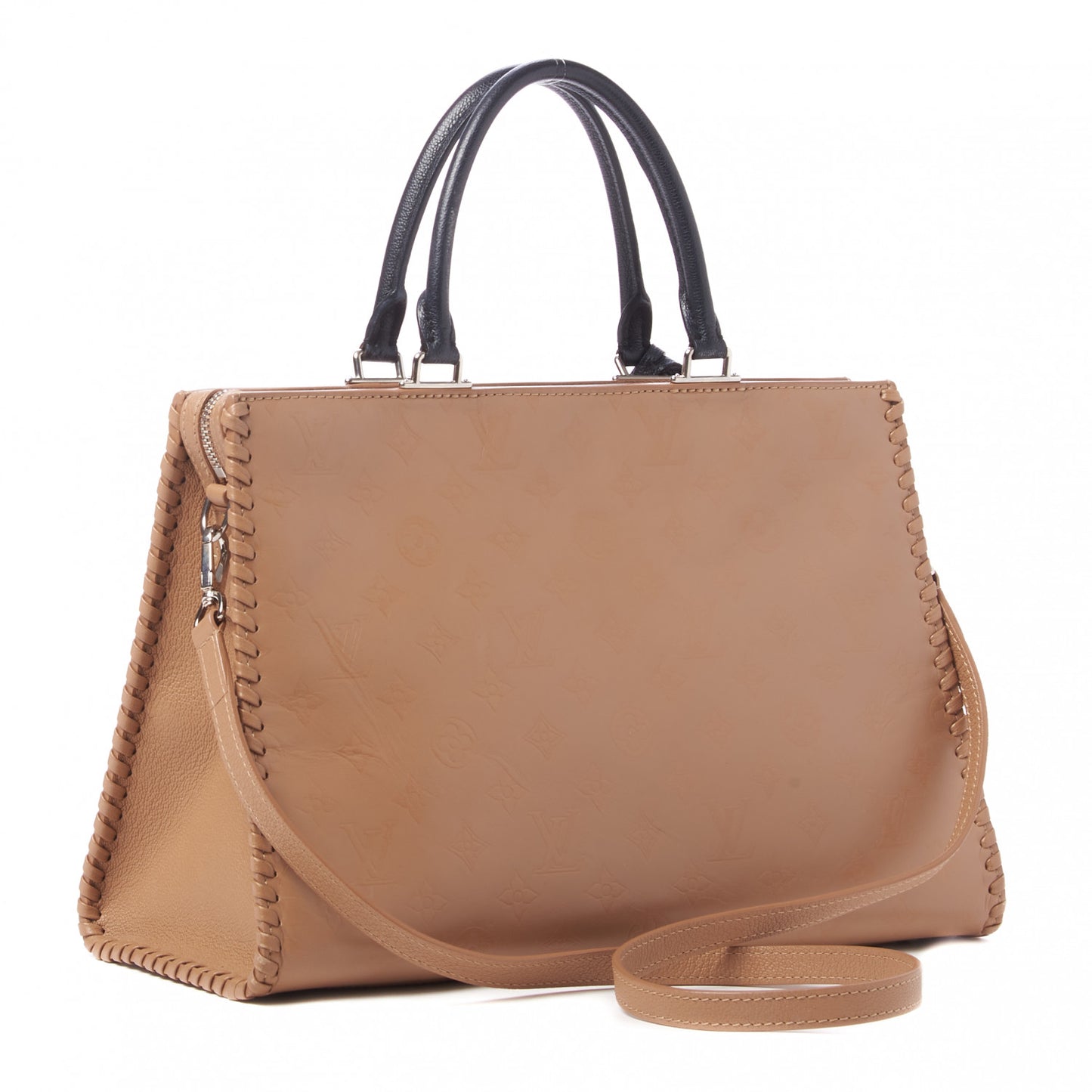 Monogram Cuir Plume Very One Zipped Tote Sesame Creme