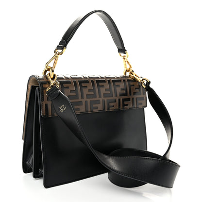 Fendi Vitello Liberty Bi-Color FF 1974 Embossed Chain Strap Kan U Shoulder Bag Black Maya 3 of 11