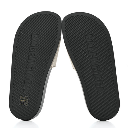 Balenciaga Rubber Womens Logo Pool Slide Sandals 37 Black Grey 5 of 10