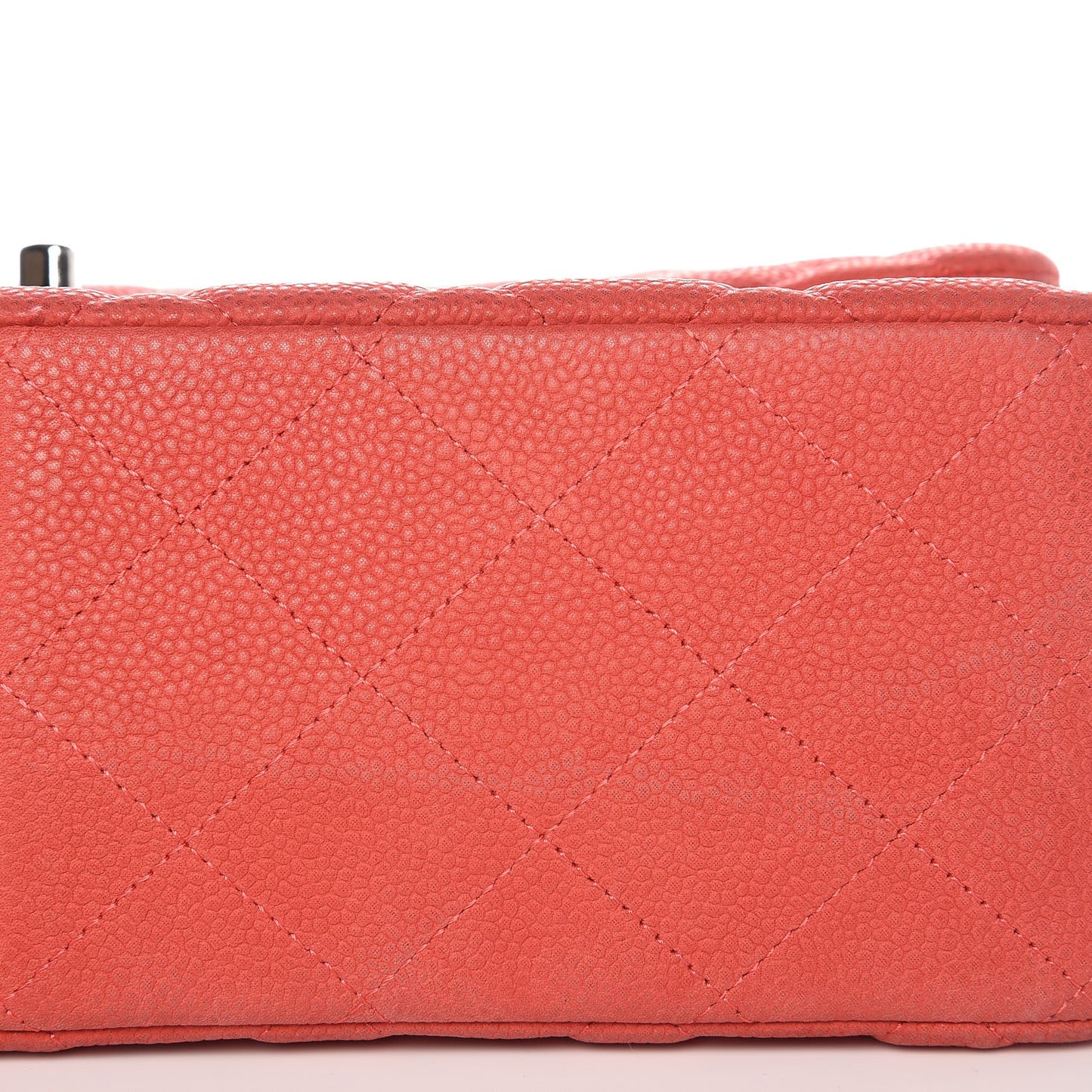 Iridescent Caviar Quilted Jumbo Double Flap Coral
