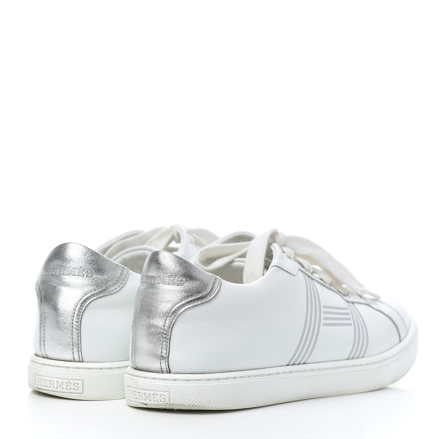 Hermes Nappa Womens Avantage Sneakers 39.5 White Argent 4 of 24