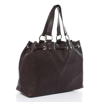 Saint Laurent Calfskin Reversible Double Sac Y Tote Gold Brown 4 of 18