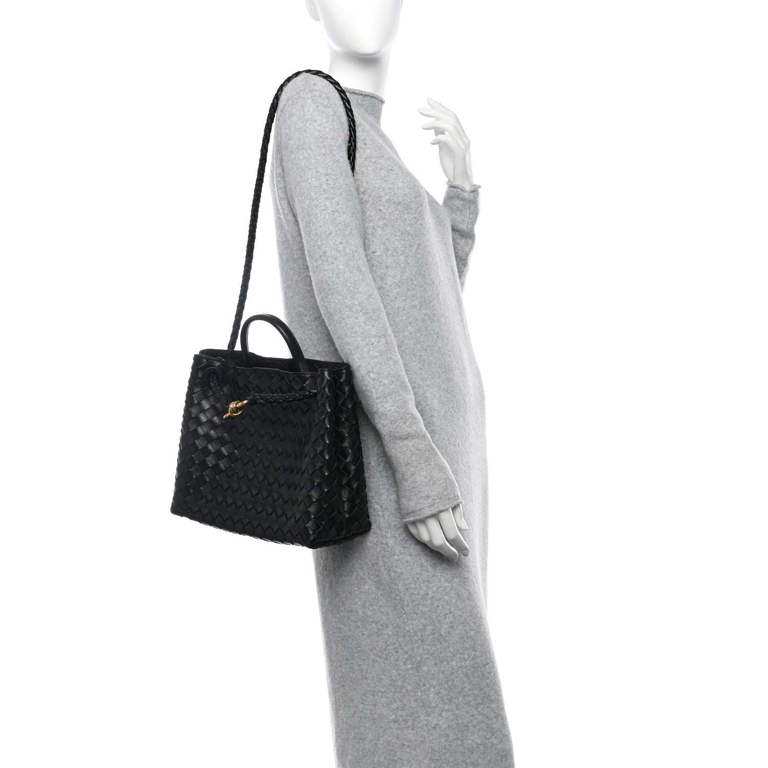Bottega Veneta Nappa Intrecciato Medium Andiamo Shoulder Bag Black 2 of 10