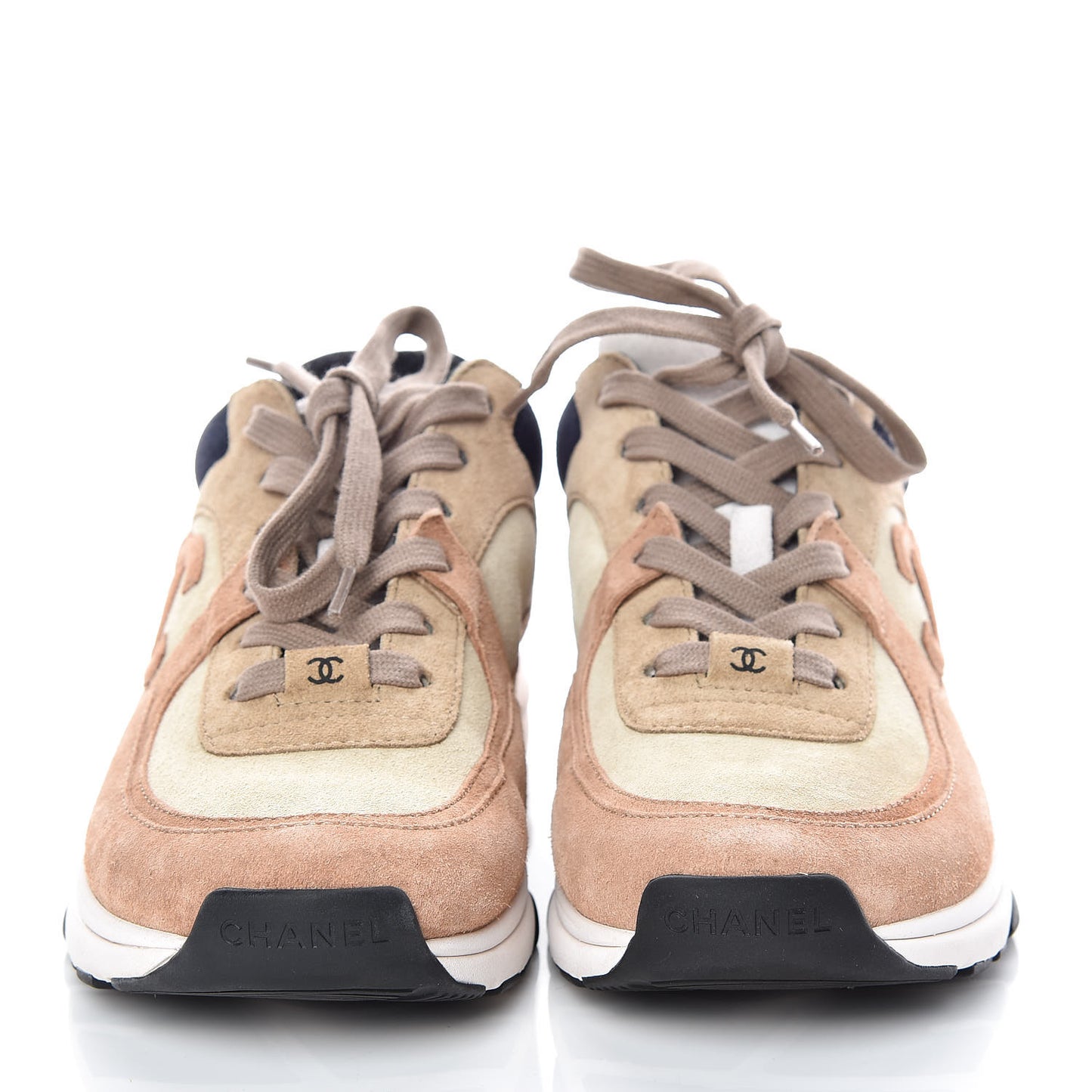 Suede Calfskin CC Sneakers 37.5 Brown Beige