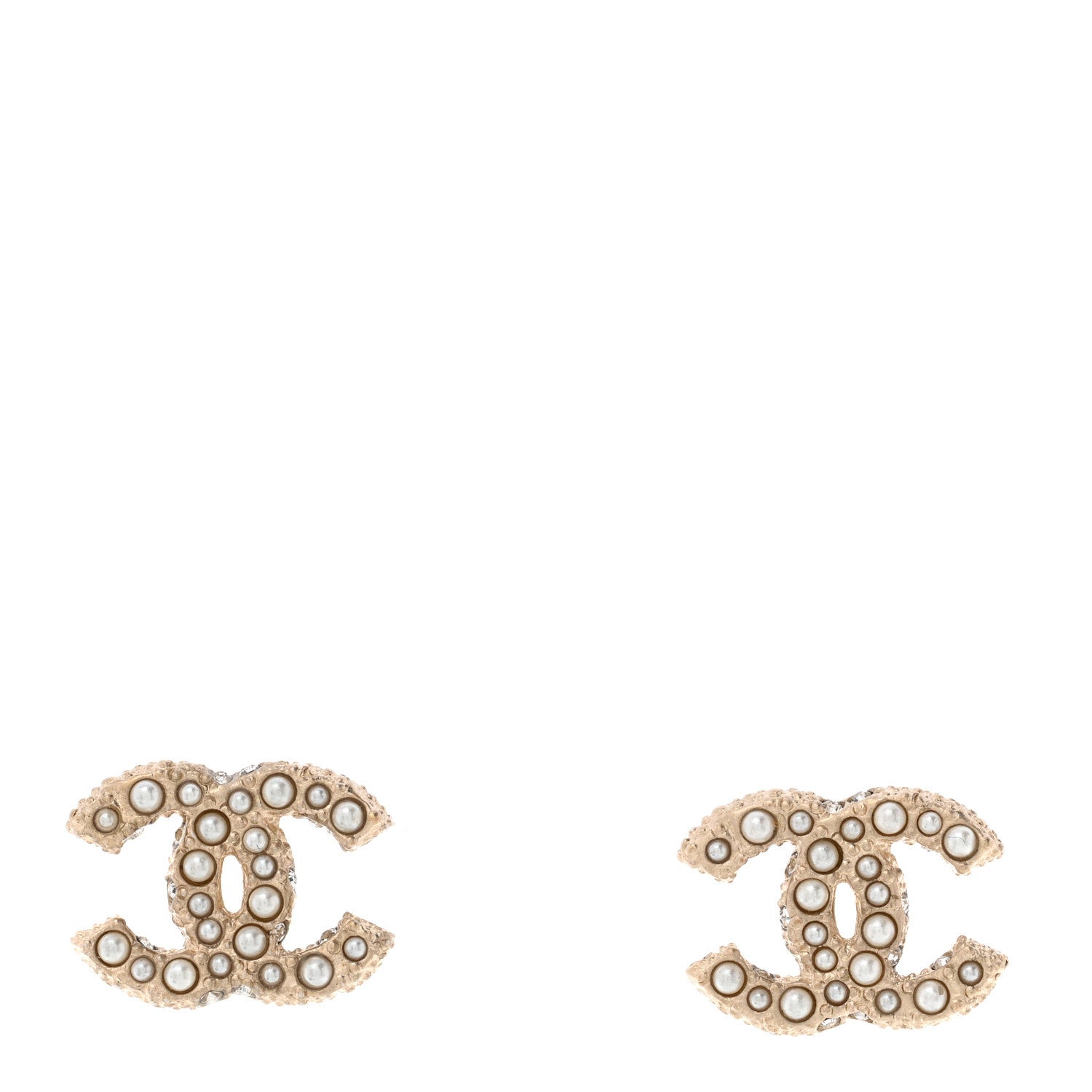 Chanel Pearl Crystal CC Earrings Gold 1 of 5