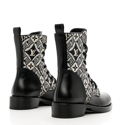 Louis Vuitton Jacquard Calfskin Since 1854 Metropolis Flat Ranger Boot 36 Gray 4 of 11