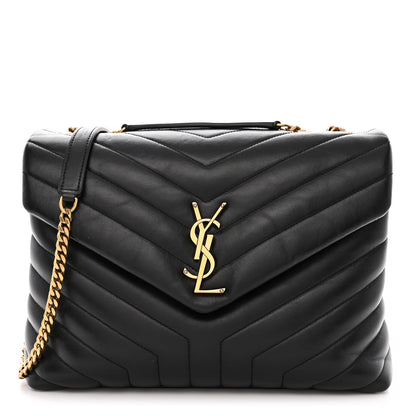 Saint Laurent Calfskin Y Quilted Monogram Medium Loulou Chain Satchel Black 1 of 15