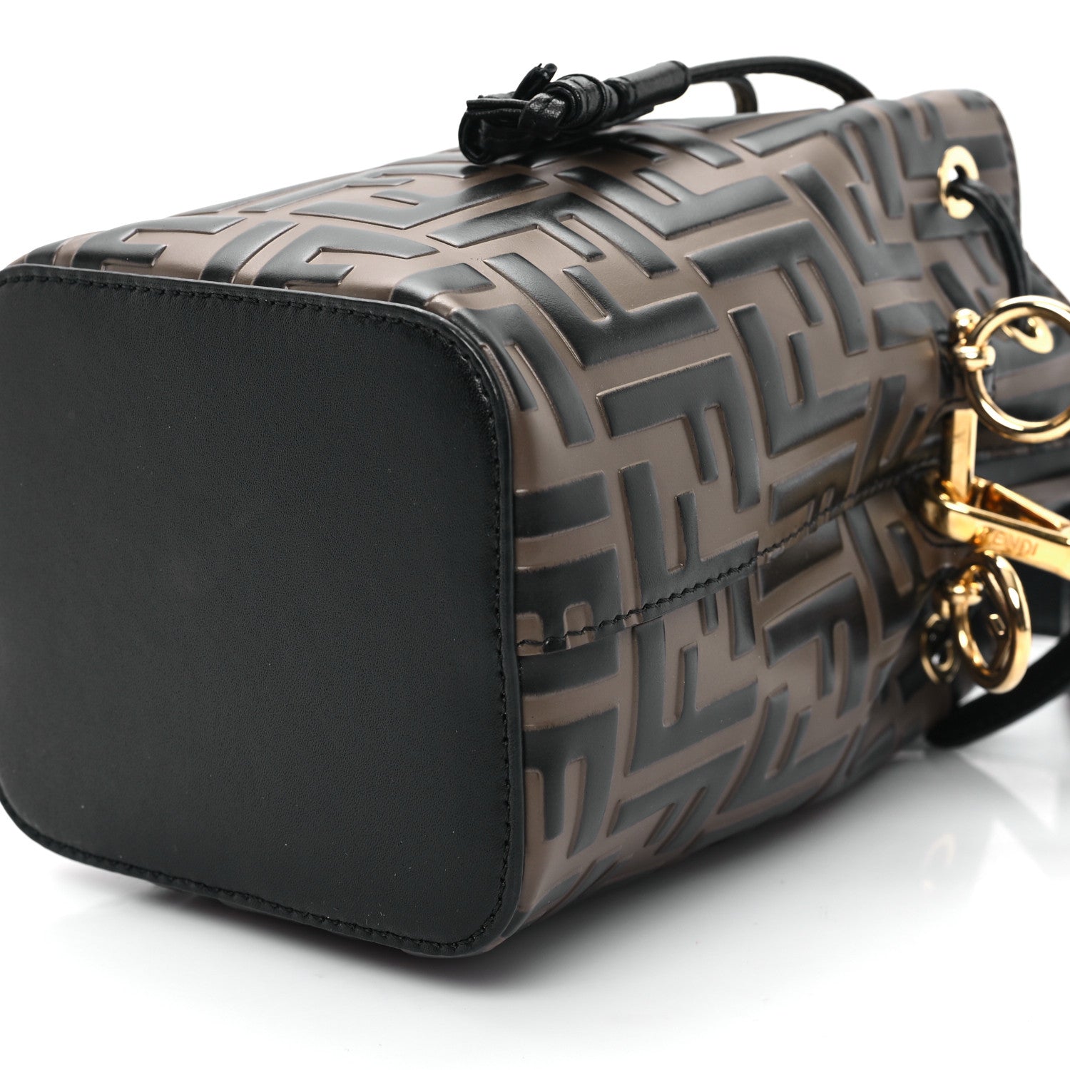 Fendi Vitello Liberty F is Fendi Bi-Color FF 1974 Embossed Mini Mon Tresor Bucket Bag Maya Black 10 of 11