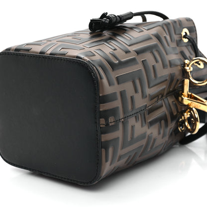 Fendi Vitello Liberty F is Fendi Bi-Color FF 1974 Embossed Mini Mon Tresor Bucket Bag Maya Black 10 of 11