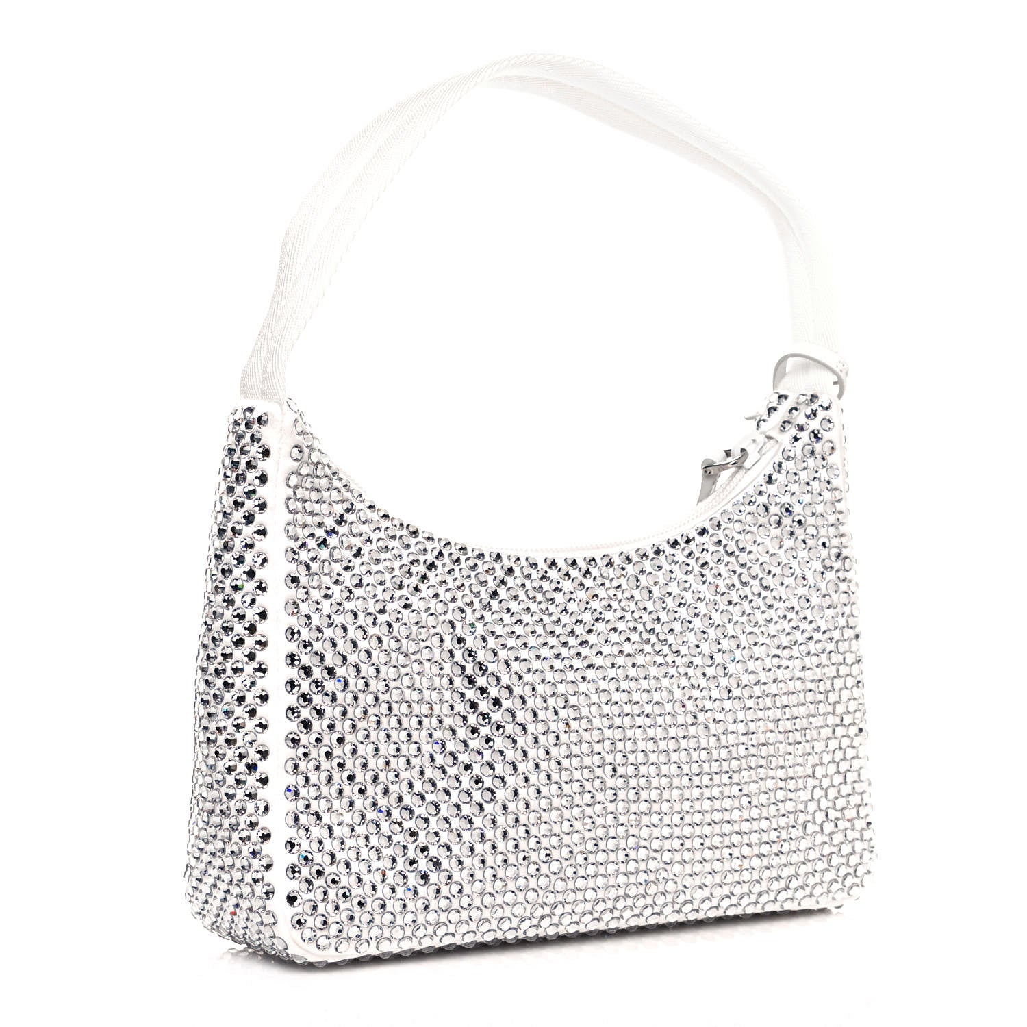 Prada Satin Crystal Mini Re-Edition 2000 Bag White 3 of 12