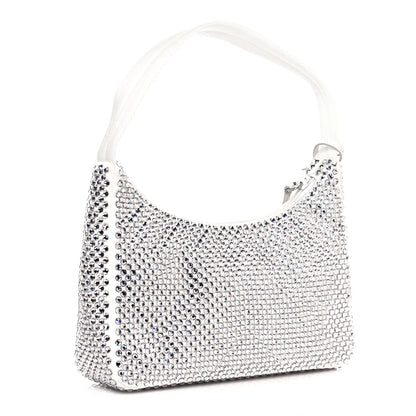 Prada Satin Crystal Mini Re-Edition 2000 Bag White 3 of 12