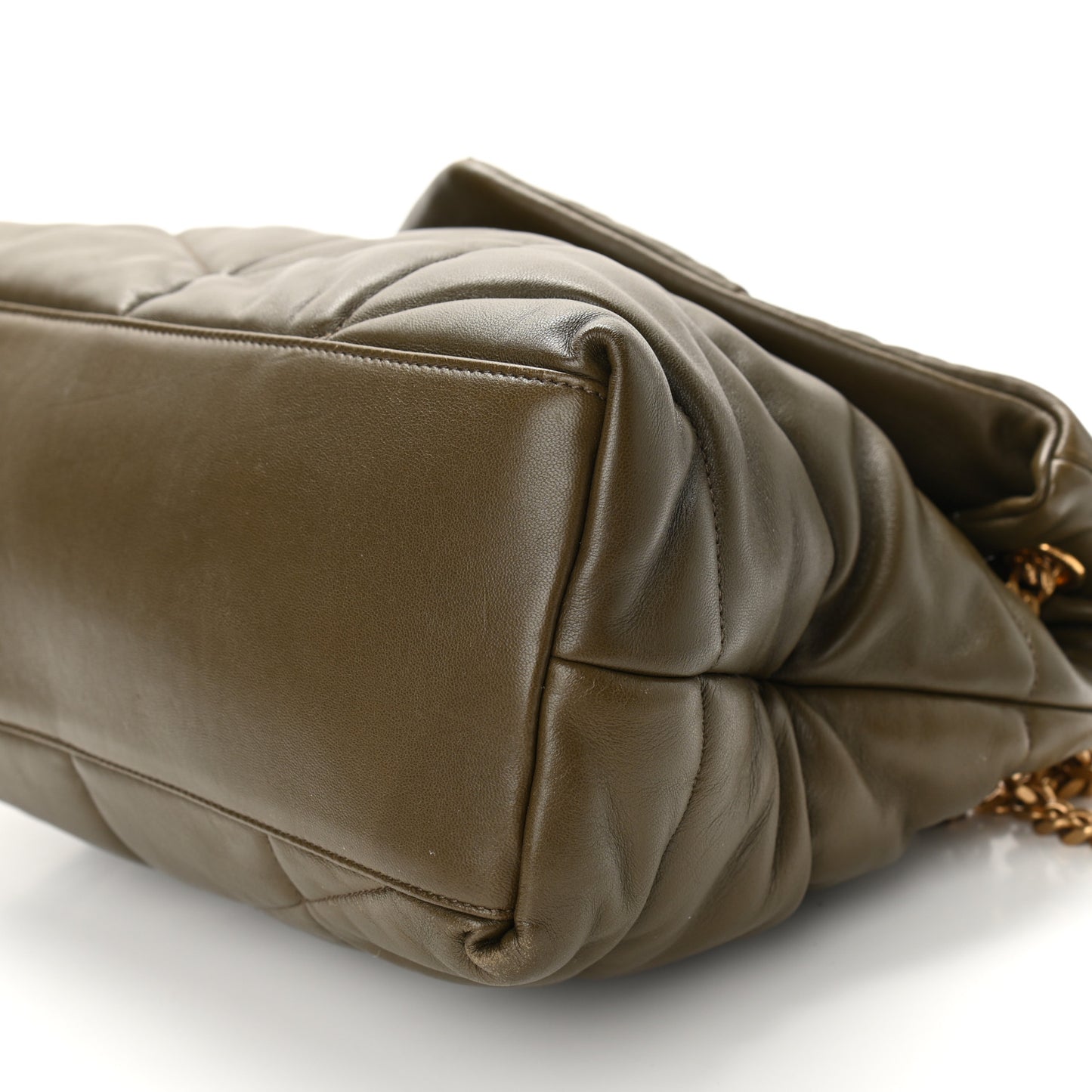 Lambskin Quilted Medium Loulou Puffer Monogram Chain Satchel Seaweed
