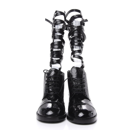 Chanel Crumpled Calfskin Lace Up Short Boots 41 Black 2 of 7