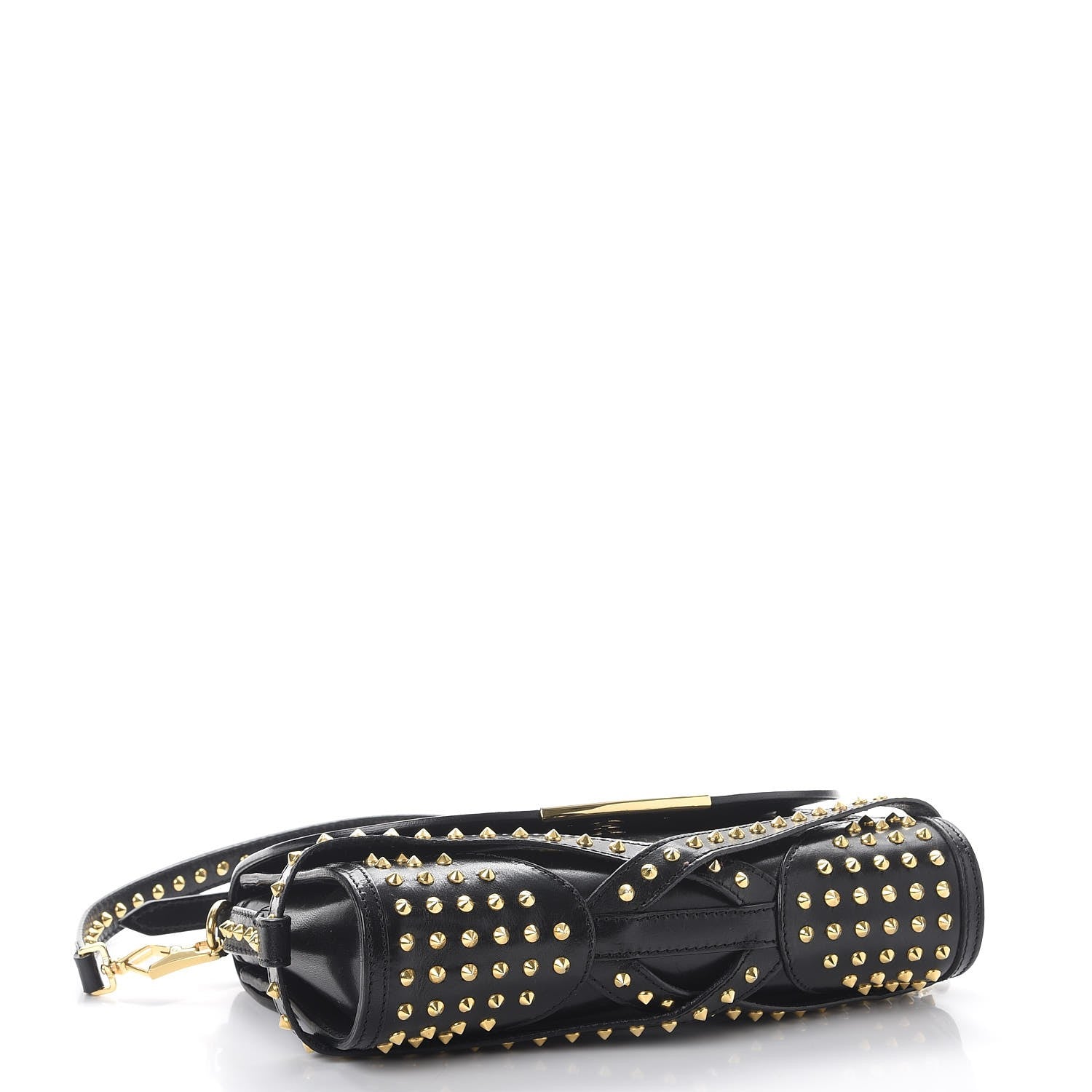 Burberry Polished Bridle Calfskin Studded Small Abbott Crossbody Bag Black 4 of 13