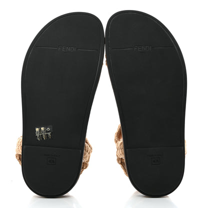 Fendi Braided Fabric Jacquard FF Fendi Feel 25mm Sandals 40.5 Sughero Black Tabacco 5 of 9