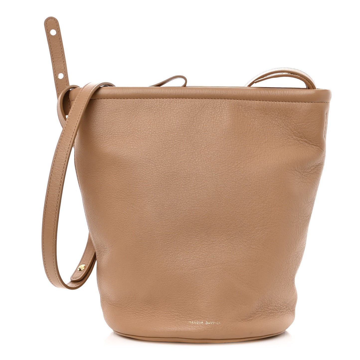 Pebbled Calfskin Zip Bucket Bag Aglio