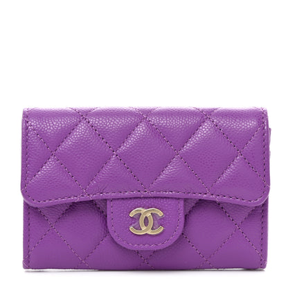 Chanel Caviar Quilted Flap Card Holder Wallet Purple 1 of 9