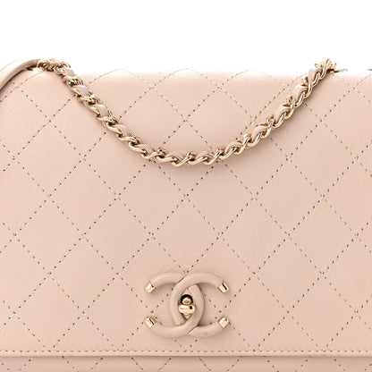 Chanel Calfskin Stitched Medium Covered CC Flap Bag Beige 8 of 11
