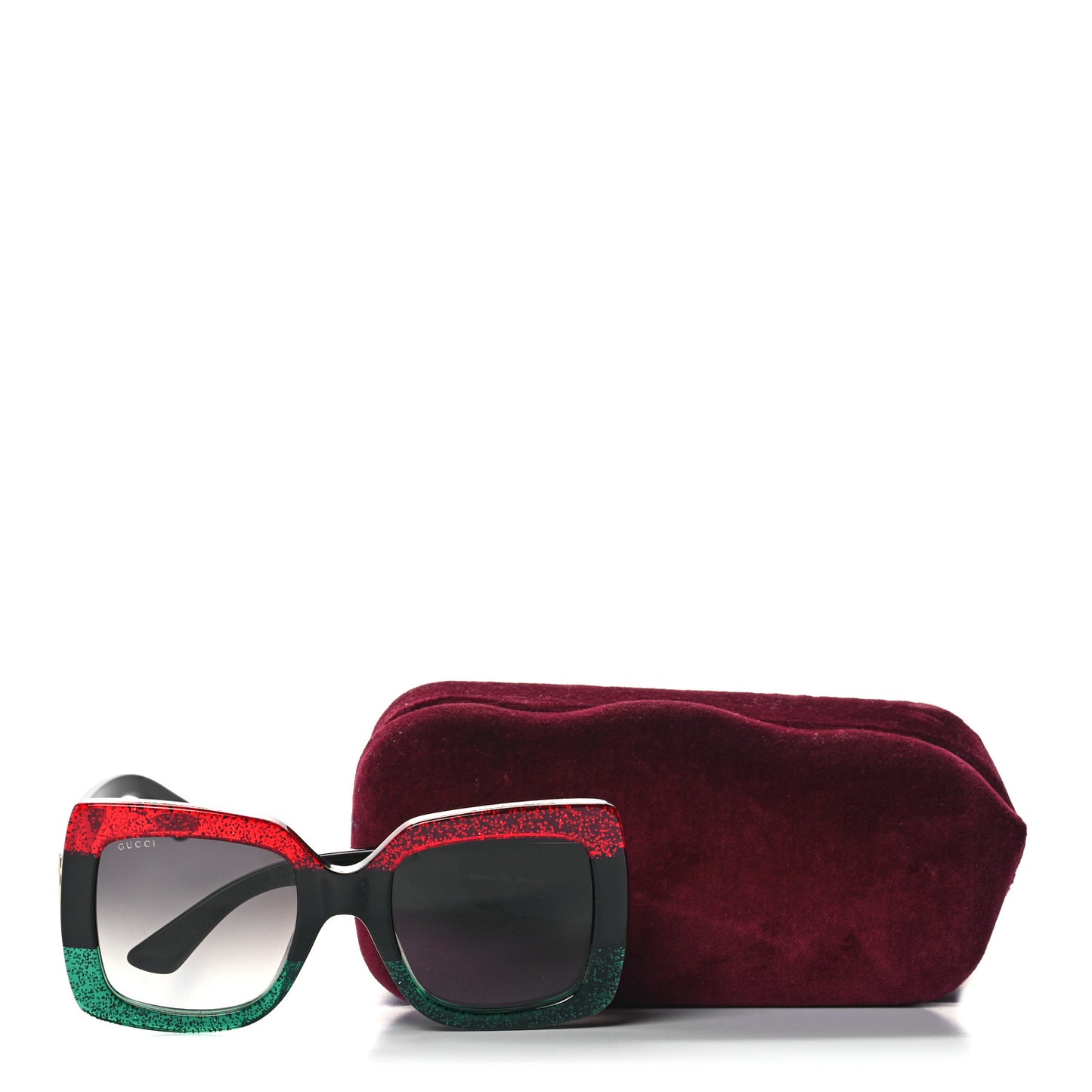 Acetate Square Frame Sunglasses GG0083S Glitter Red Black Green