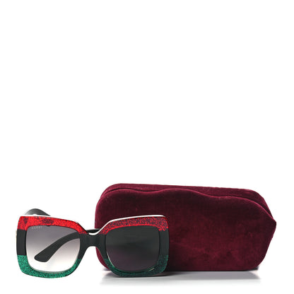 Gucci Acetate Square Frame Sunglasses GG0083S Glitter Red Black Green 9 of 9