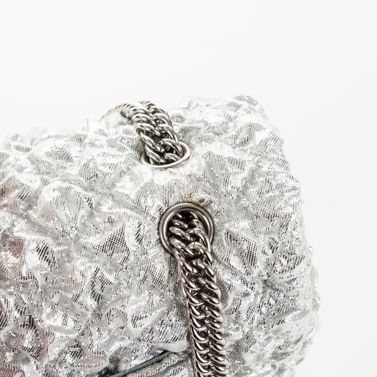 Chanel Metallic Lame Quilted Small Double Flap Silver 9 of 10