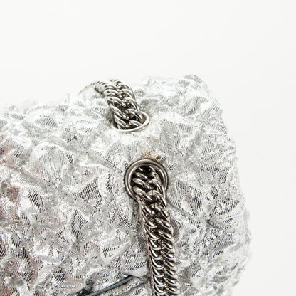 Chanel Metallic Lame Quilted Small Double Flap Silver 9 of 10