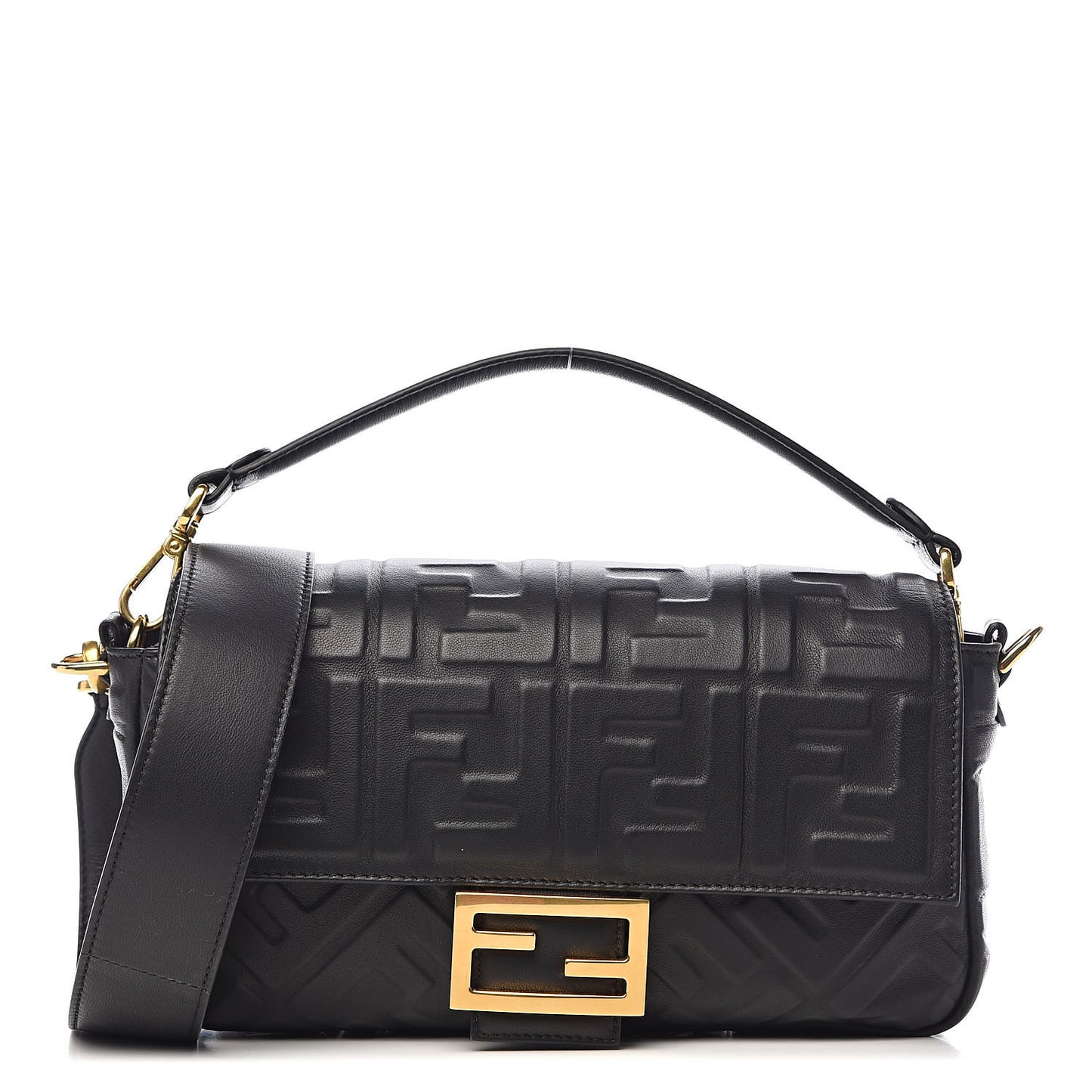 Nappa FF 1974 Embossed Baguette Black