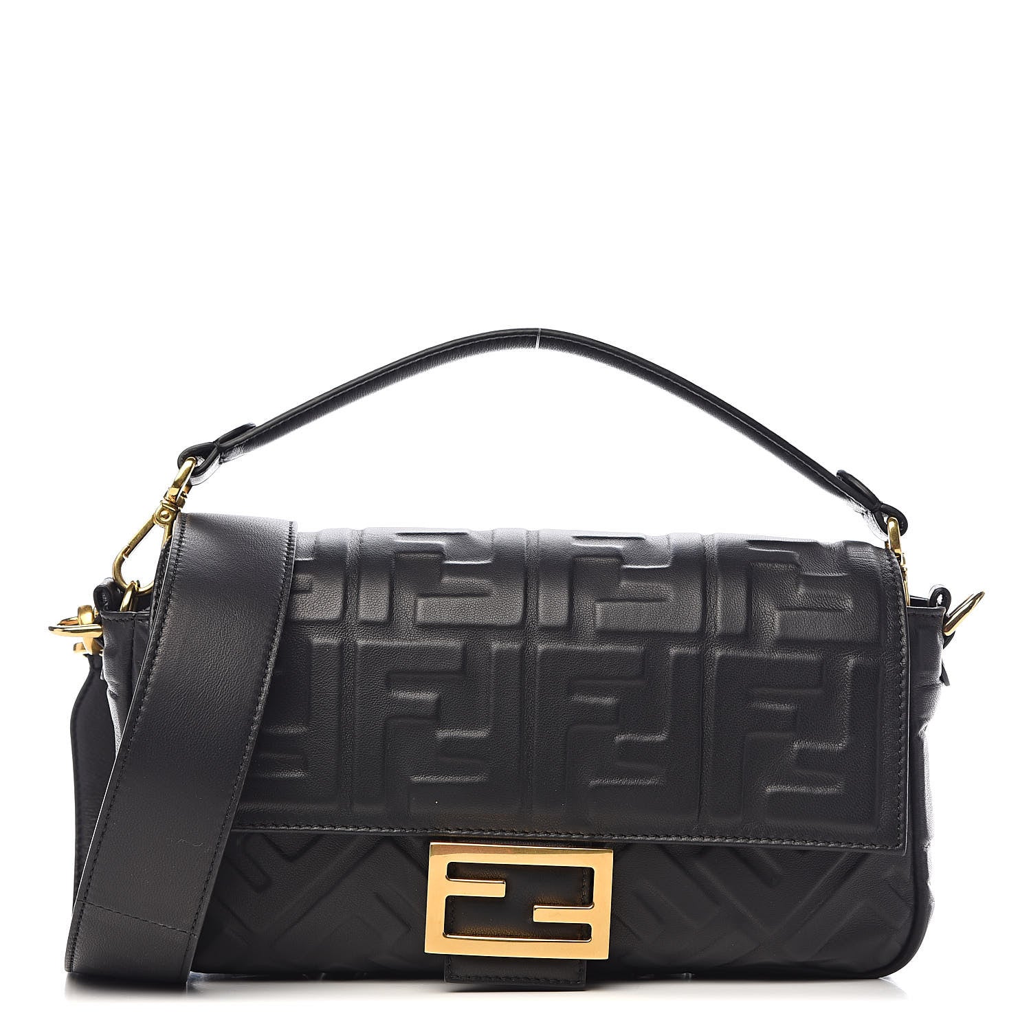 Fendi Nappa FF 1974 Embossed Baguette Black 1 of 10